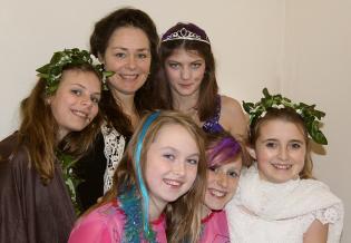<em>Persephone</em> Article Photo - CYD Principal Elaine English with Eliza, Lucy, Bryony, Molly and Luciana