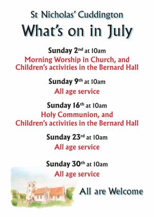 Sunday Services in July @10.00am Article Graphic