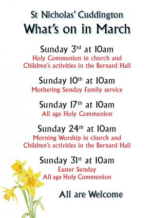 Sunday Services in March Article Graphic
